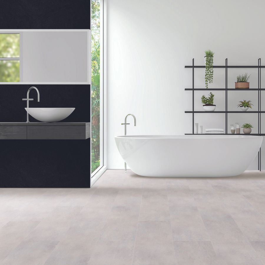 Tile flooring in bathroom