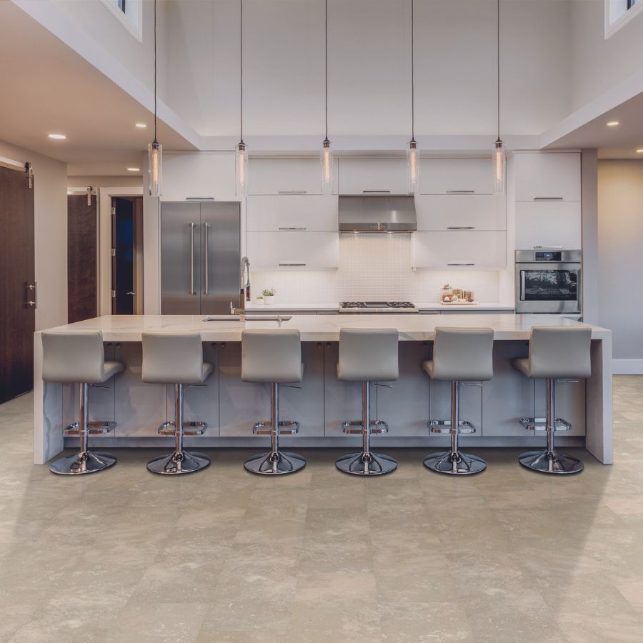 Tile flooring in kitchen